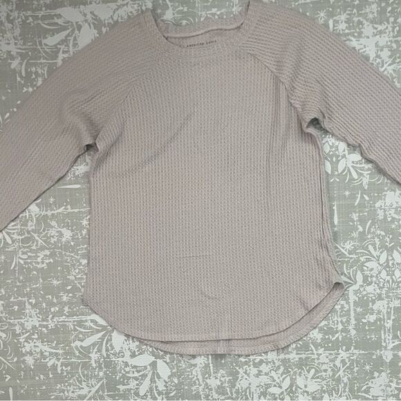 American Eagle Outfitters Tops - American Eagle Outfitters Soft and Sexy Plush Beige Textured Long Sleeve Tee